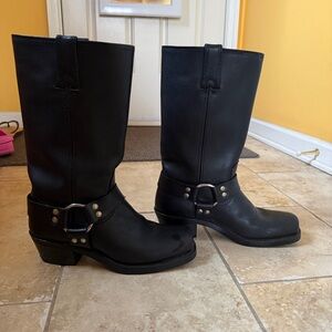 Frye 77300 Harness 12R Black Leather Motorcycle Biker Western Boots Women's 7 M